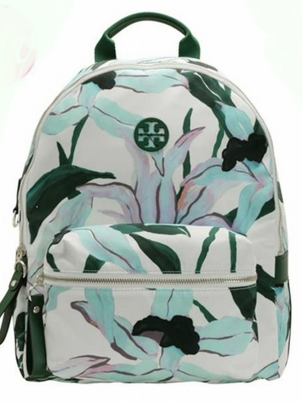 Tory Burch Green Floral Nylon Backpack